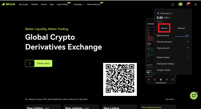 آموزش شارژ و واریز ارز به اپلیکیشن صرافی بیت یونیکس bitunix برای ایرانیان