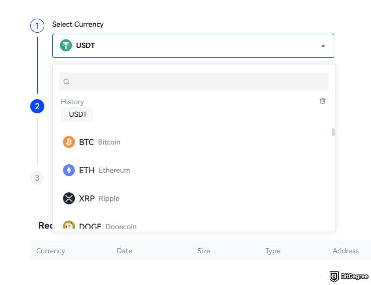 Toobit exchange review: choose the asset you want to deposit. Toobit exchange review: choose the asset you want to deposit.