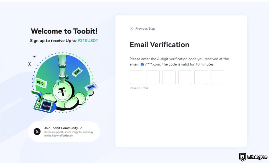 Toobit exchange review: enter the email verification code. Toobit exchange review: enter the email verification code.