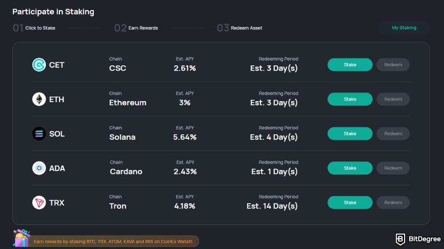 CoinEx review: available coins for staking. CoinEx review: available coins for staking.