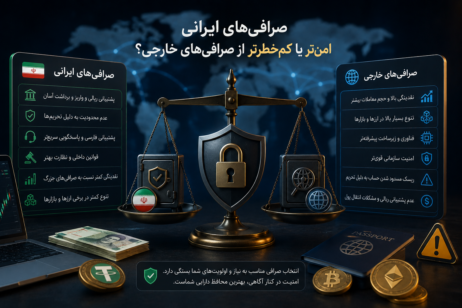 تصویری از مقایسه صرافی های ایرانی و خارجی