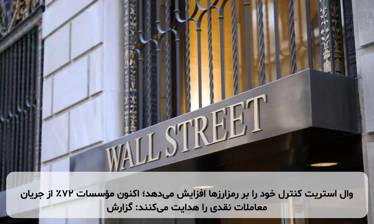وال استریت کنترل خود را بر رمزارزها افزایش میدهد؛ اکنون مؤسسات ۷۲٪ از جریان معاملات نقدی را هدایت میکنند: گزارش