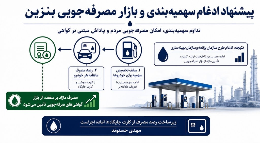 یک پیشنهاد برای ادغام دو طرح سهمیه‌بندی و صرفه‌جویی بنزین