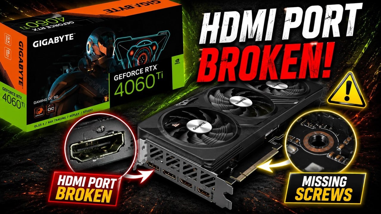 گیگابایت کارت گرافیک RTX 4060 Ti مشتری را با پورت HDMI شکسته و پیچهای مفقود تحویل داد
