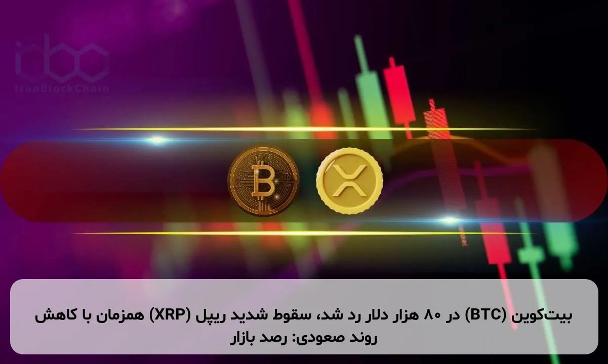 بیت‌کوین (BTC) در ۸۰ هزار دلار رد شد، سقوط شدید ریپل (XRP) همزمان با کاهش روند صعودی: رصد بازار