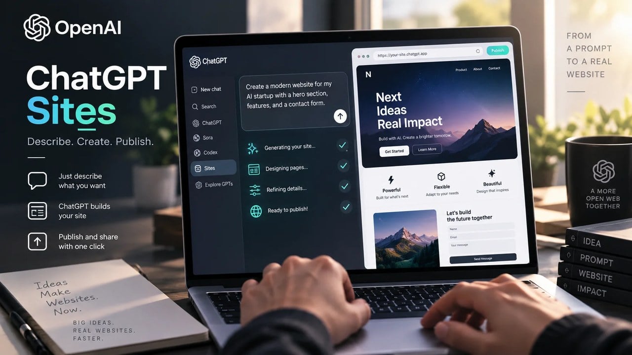 ChatGPT حالا با یک جمله برایتان سایت میسازد؛ ChatGPT Sites وارد بتای عمومی شد