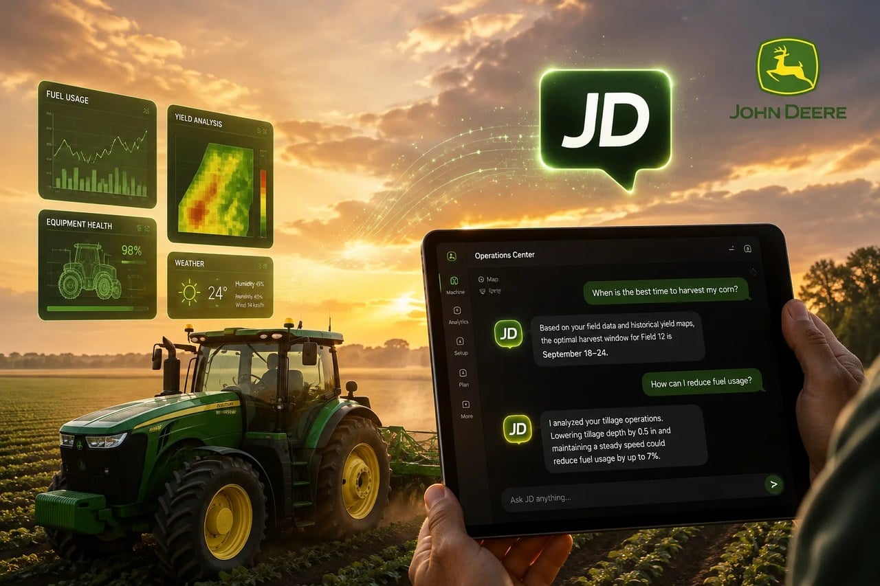 John Deere هوش مصنوعی JD را معرفی کرد؛ دستیار شخصی کشاورزان در مزرعه