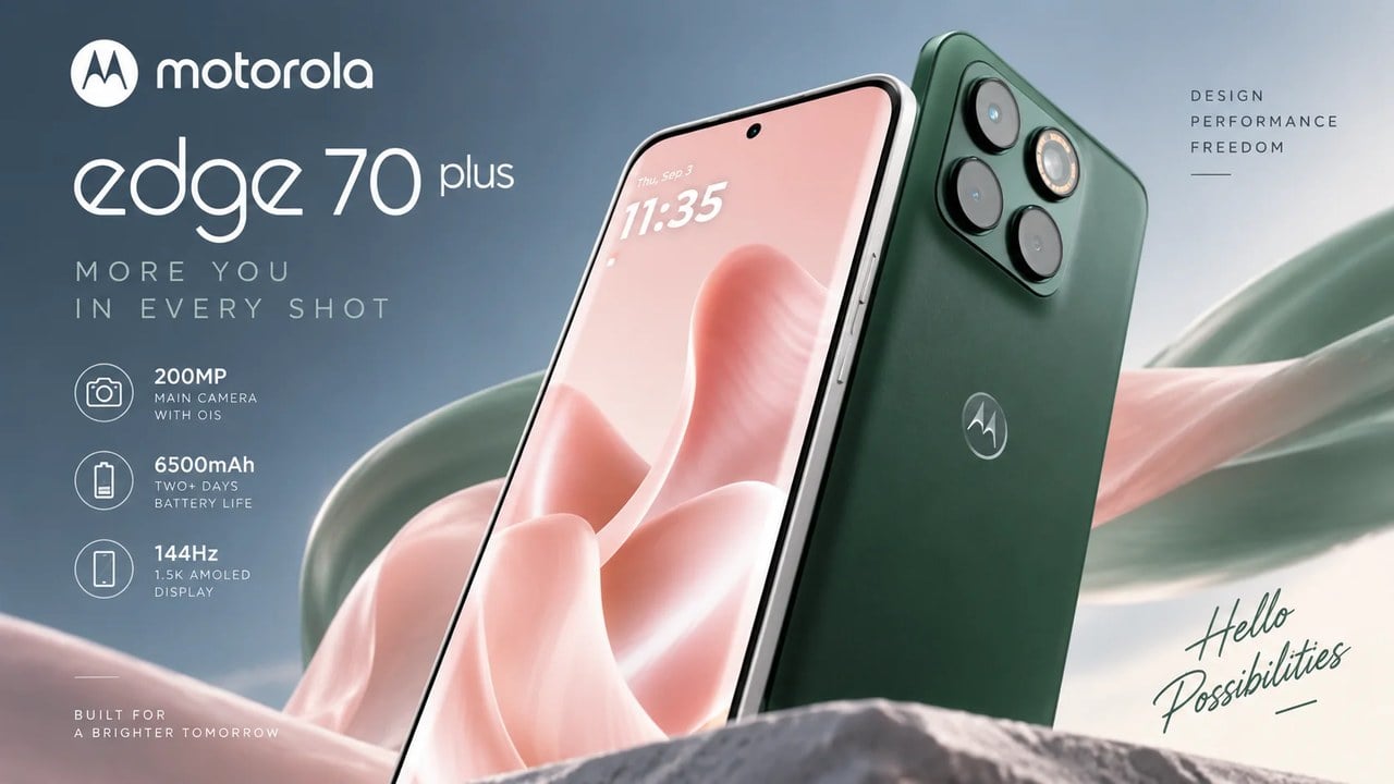 موتورولا Edge 70 Plus معرفی شد؛ دوربین ۲۰۰ مگاپیکسلی و باتری ۶۵۰۰ میلیآمپرساعتی