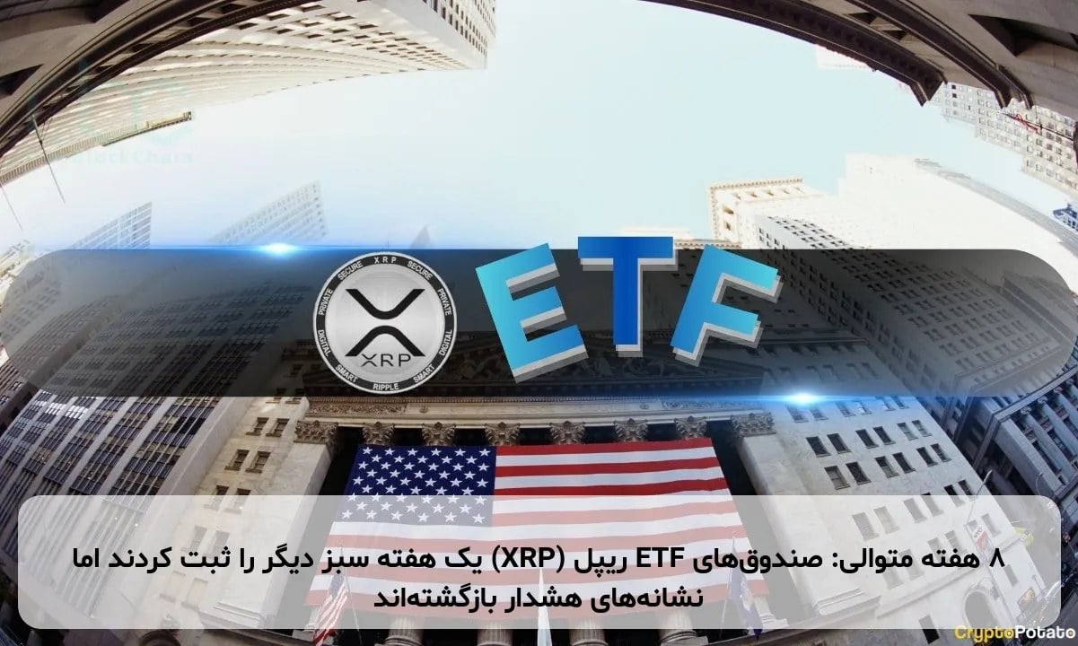 ۸ هفته متوالی: صندوقهای ETF ریپل (XRP) یک هفته سبز دیگر را ثبت کردند اما نشانههای هشدار بازگشتهاند