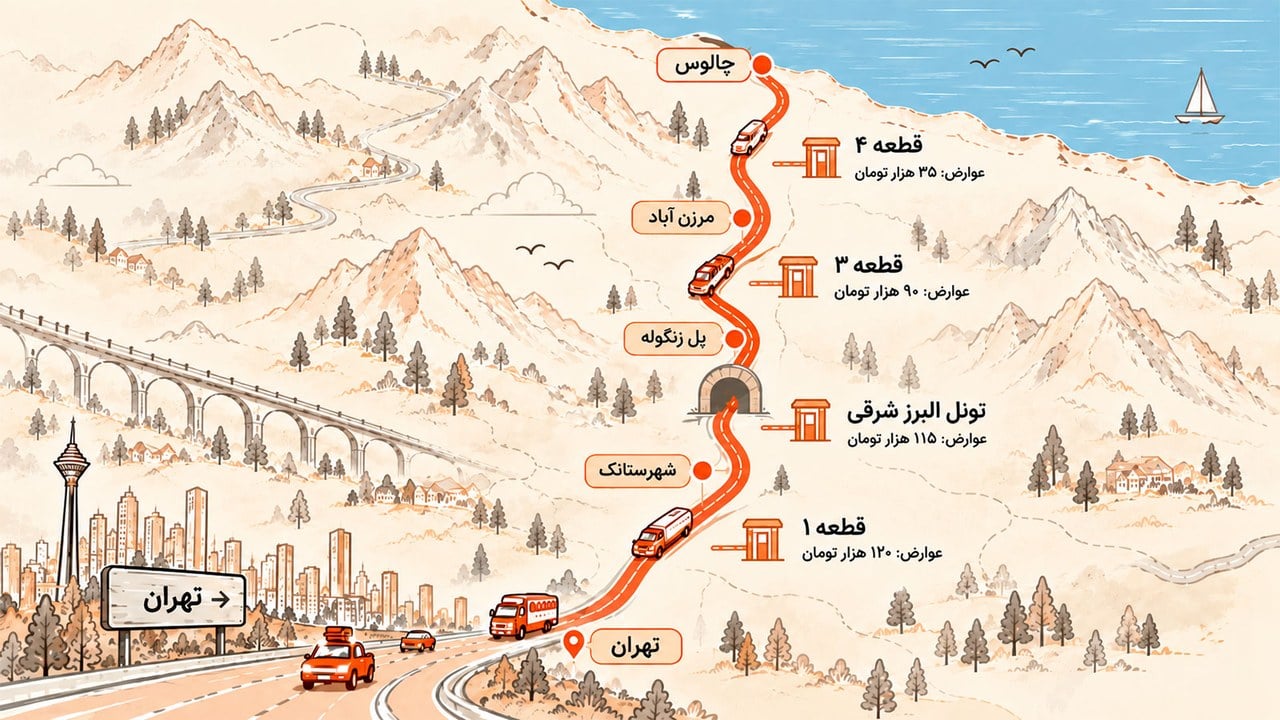 عوارض آزادراه تهران–شمال برای خودروهای سواری چقدر است؟