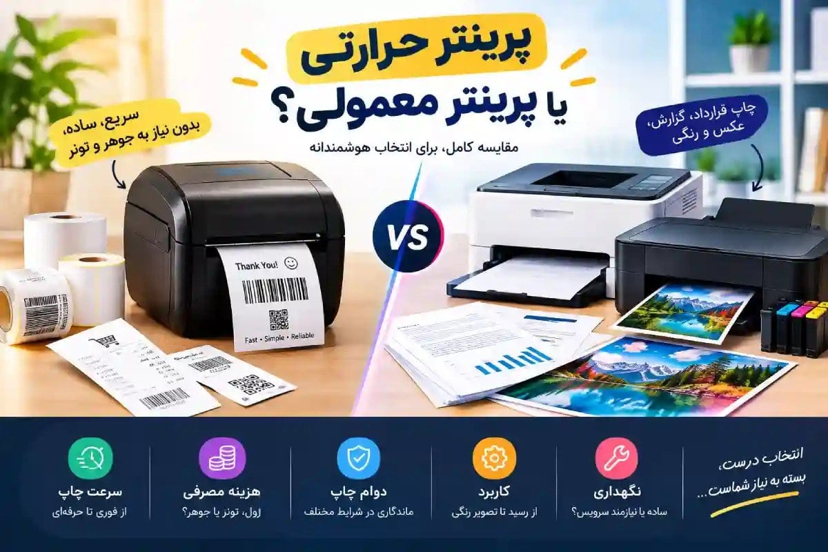 پرینتر حرارتی یا پرینتر معمولی؛ کدام فناوری برای شما مناسب‌تر است؟