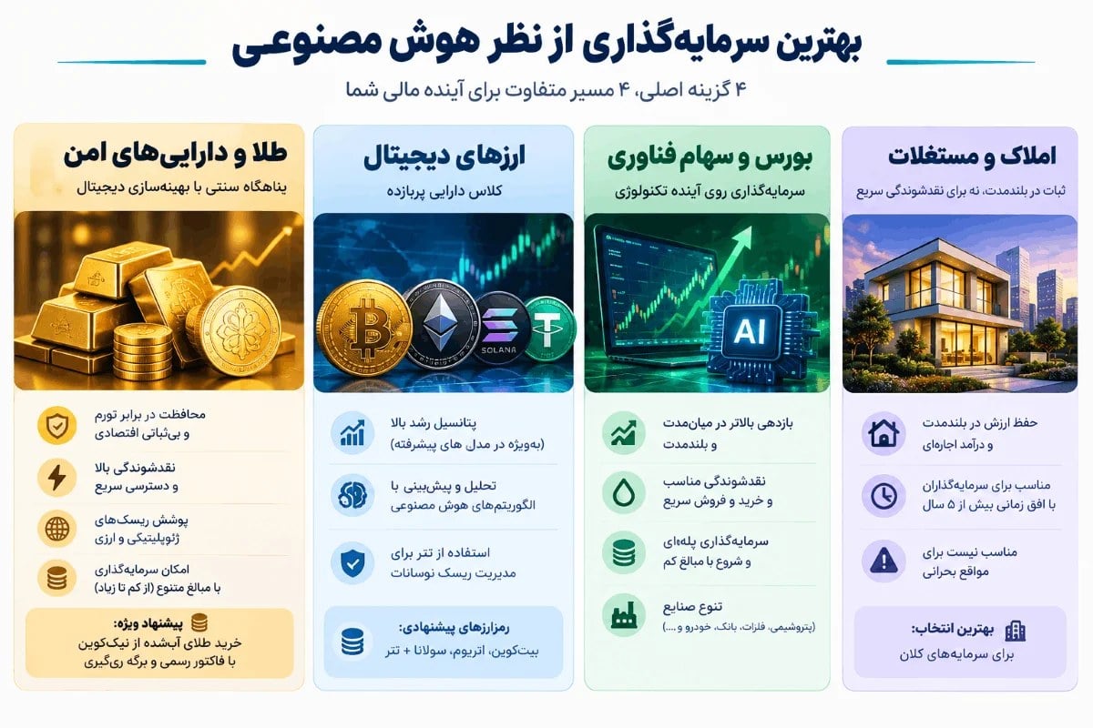 بهترین سرمایه گذاری از نظر هوش مصنوعی؛ فرمول مخفی چت‌بات‌ها برای حفظ و رشد دارایی
