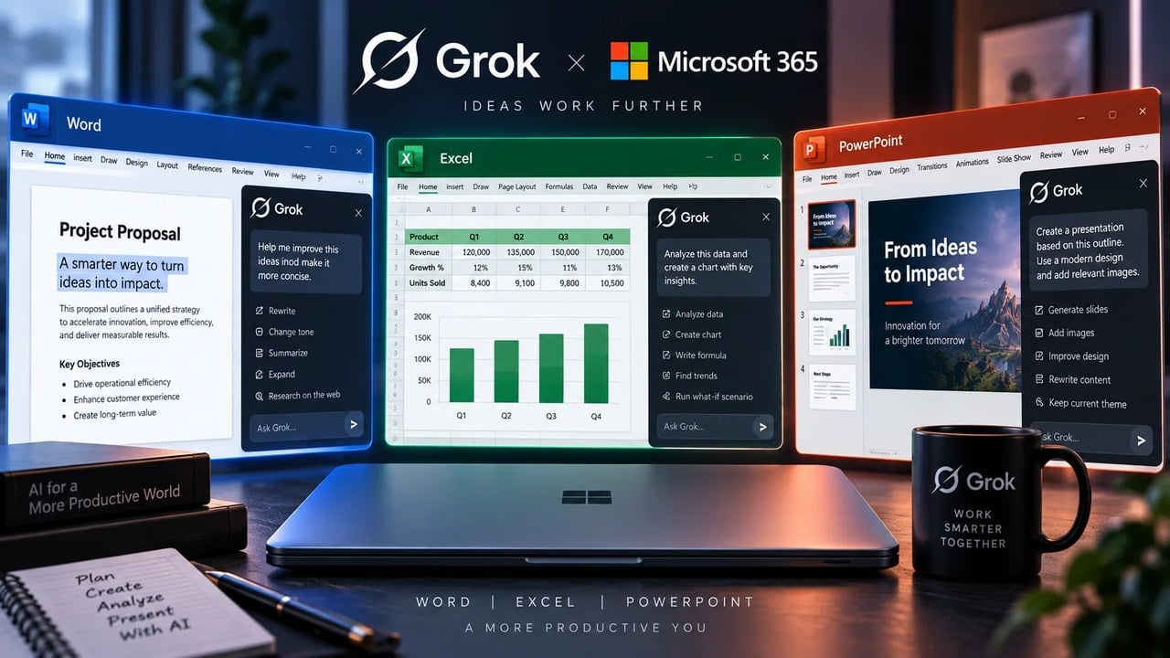 گراک وارد Word، Excel و PowerPoint شد؛ رقیب Copilot حالا داخل آفیس کار میکند
