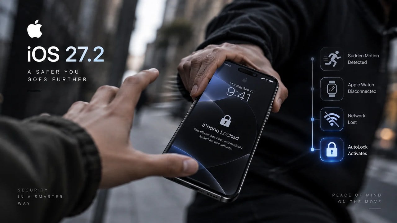 قابلیت ضدسرقت AutoLock آیفون فاش شد؛ iOS 27.2 میتواند قاپیدن گوشی را تشخیص دهد و آن را قفل کند