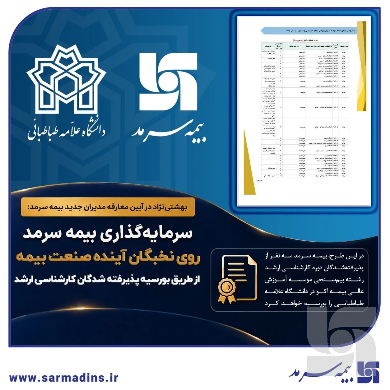 بورسیه پذیرفتهشدگان دوره کارشناسی ارشد رشته بیمسنجی در آزمون سراسری