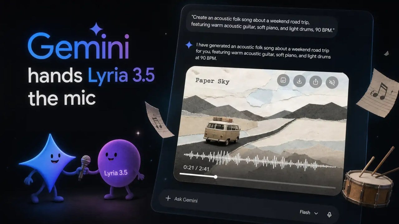 مدل ساخت موسیقی Lyria 3.5 گوگل به جمینای اضافه شد؛ ساخت آهنگ کوتاه و بلند با هوش مصنوعی