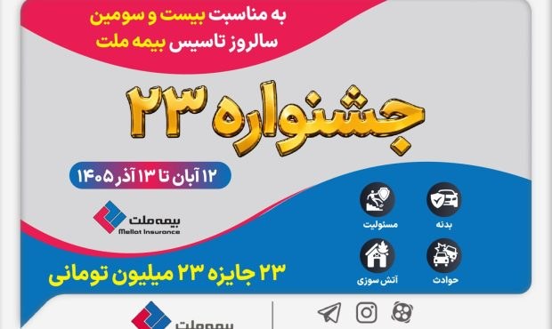 بیمه ملت «جشنواره ۲۳» را با جوایز ۲۳ میلیون تومانی برگزار می‌کند