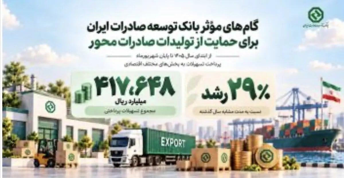 گامهای موثر بانک توسعه صادرات ایران برای حمایت از تولیدات صادرات محور