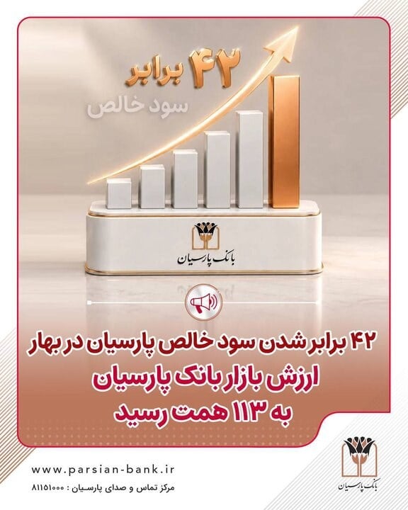 ۴۲ برابرشدن سودخالص پارسیان در بهار