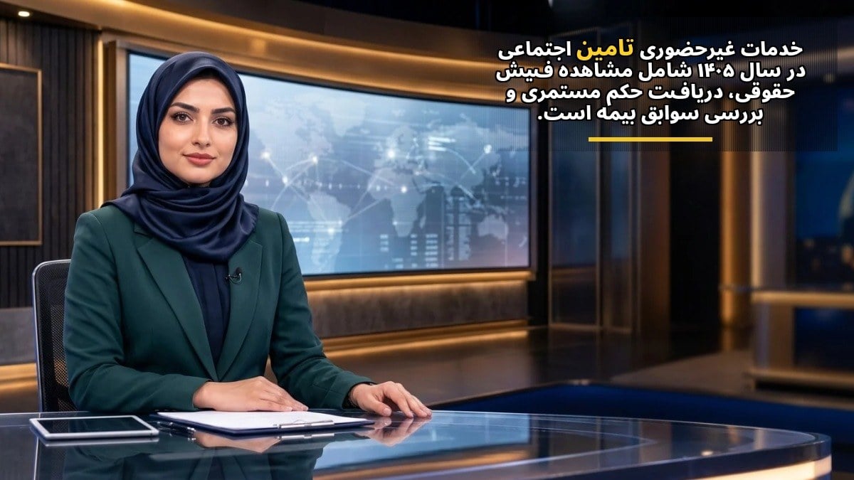خدمات غیرحضوری تامین اجتماعی در سال ۱۴۰۵ شامل مشاهده فیش حقوقی، دریافت حکم مستمری و بررسی سوابق بیمه است.