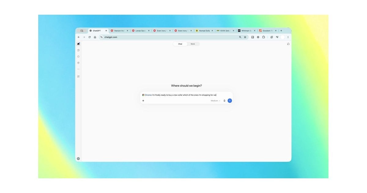 ChatGPT حالا تبهای کروم را کنترل میکند؛ حالت Work فرم پر میکند، پیام میفرستد و فایل دانلود میکند
