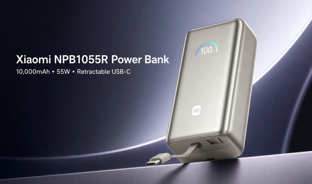 پاوربانک جدید شیائومی با کابل جمعشونده، ظرفیت 10,000mAh و نمایشگر رنگی معرفی شد