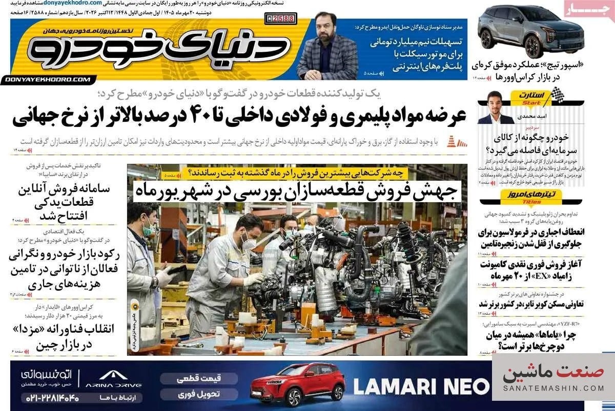 صفحه نخست روزنامه های اقتصادی 20 مهر 1405
