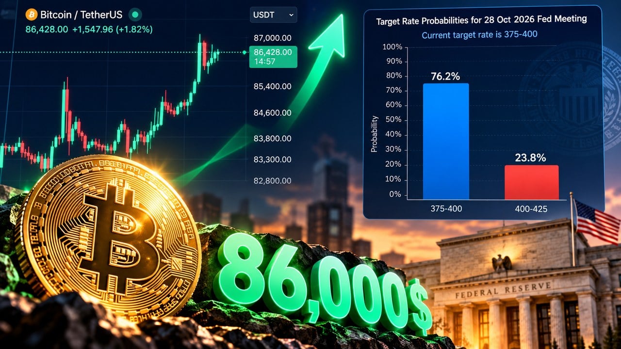 جهش بیت‌کوین تا ۸۶ هزار دلار؛ تغییر انتظارات نرخ بهره به نفع بازار کریپتو