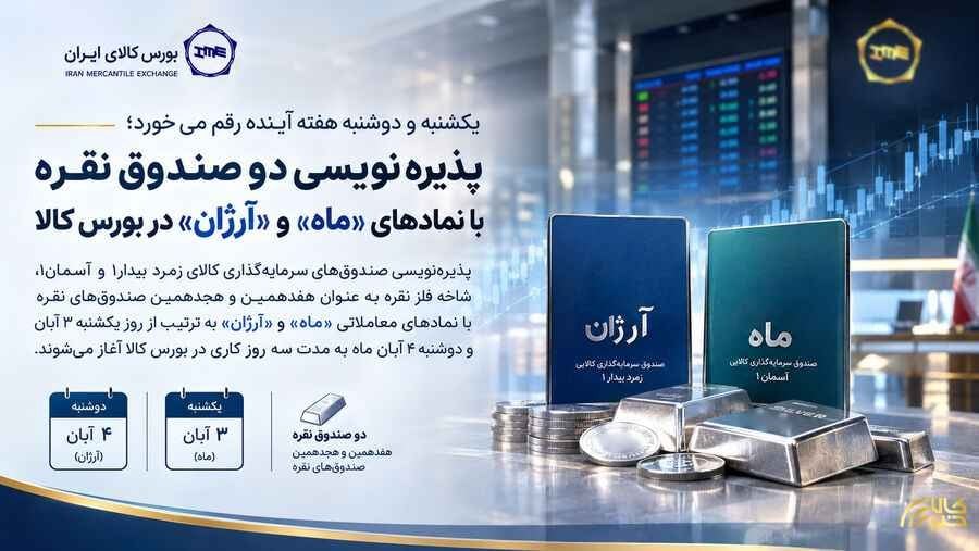 پذیرهنویسی دو صندوق نقره با نمادهای «ماه» و «آرژان» در بورس کالا