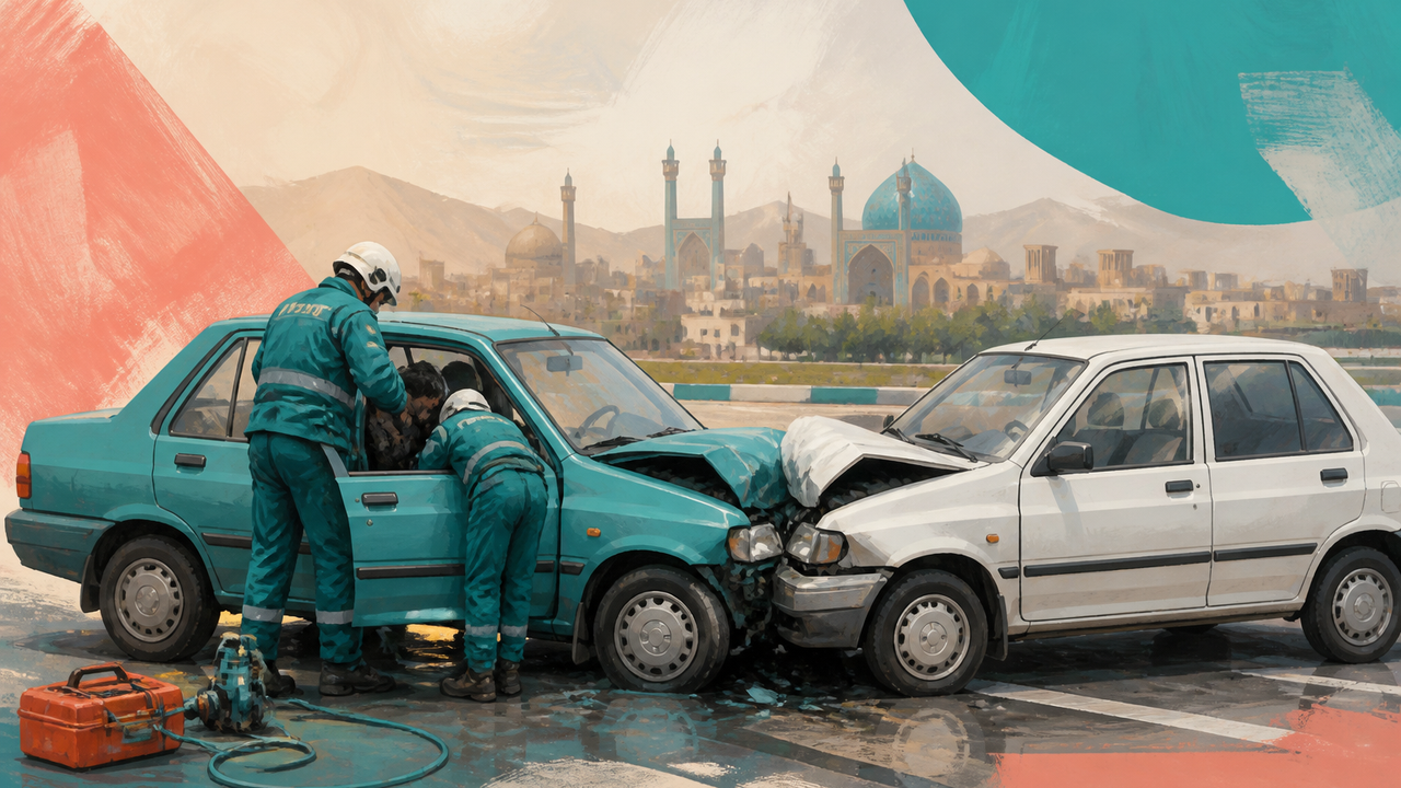 تصادف دو دستگاه پراید در کاشان؛ راننده محبوس از خودرو رهاسازی شد