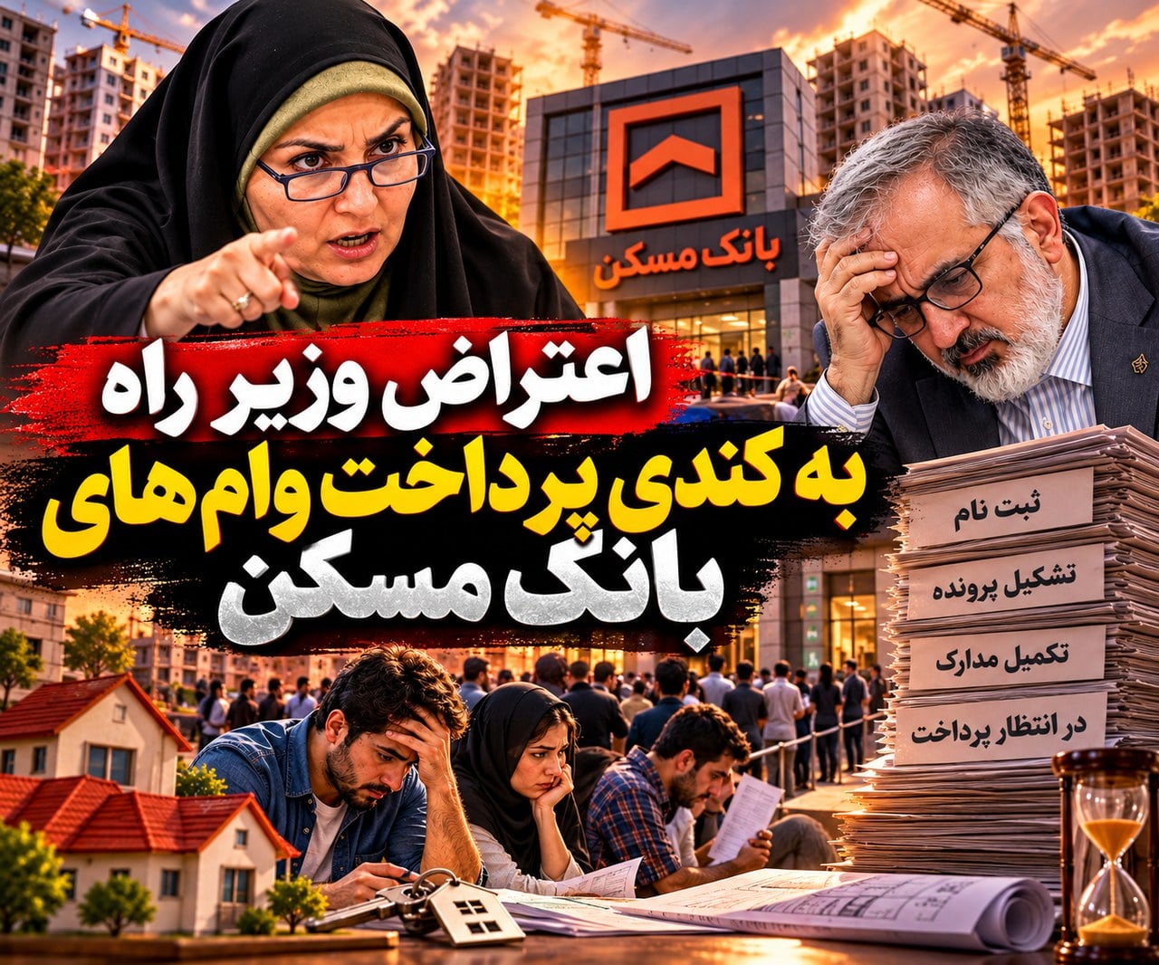 اعتراض وزیر راه به کندی پرداخت وام های بانک مسکن/از ناترازی میلیاردی تا صف تسهیلات