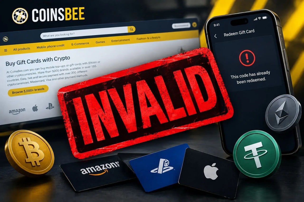 از Coinsbee گیفت کارت نخرید؛ کد ازقبلمصرفشده تحویل میدهد و مسئولیت نمیپذیرد